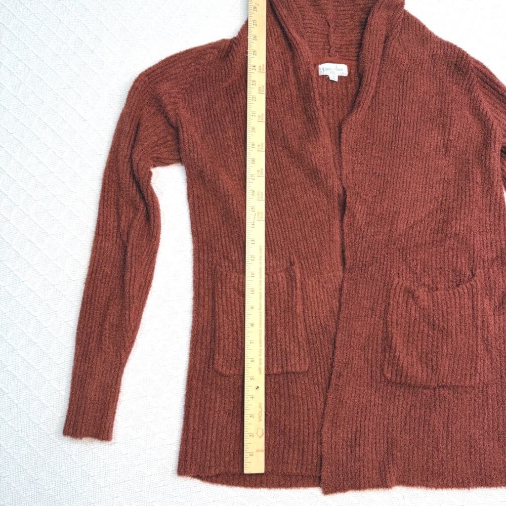 Grace & Lace Rust Brown Bamboo Knit Open Front Cardigan Pockets 10D15-21 Medium - Picture 7 of 9